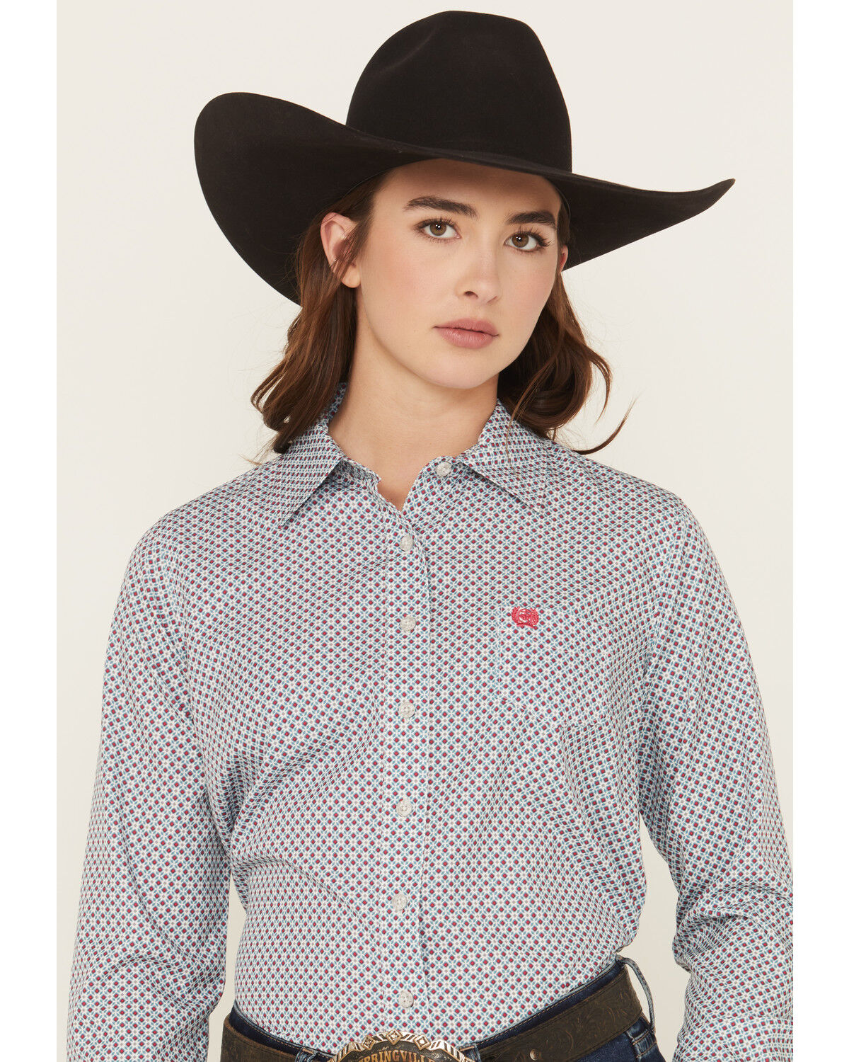Image #1 - Cinch Women's Geo Print ArenaFlex Long Sleeve Button-Down Stretch Western Shirt, Grey, hi-res