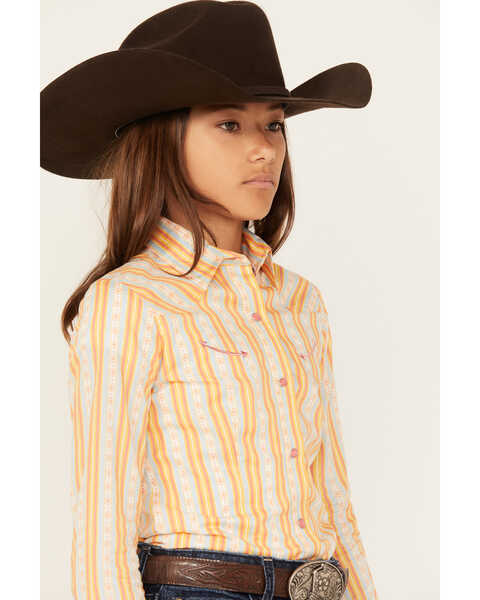 Image #2 - Cruel Girl Girls' Striped Long Sleeve Snap Western Shirt , Multi, hi-res