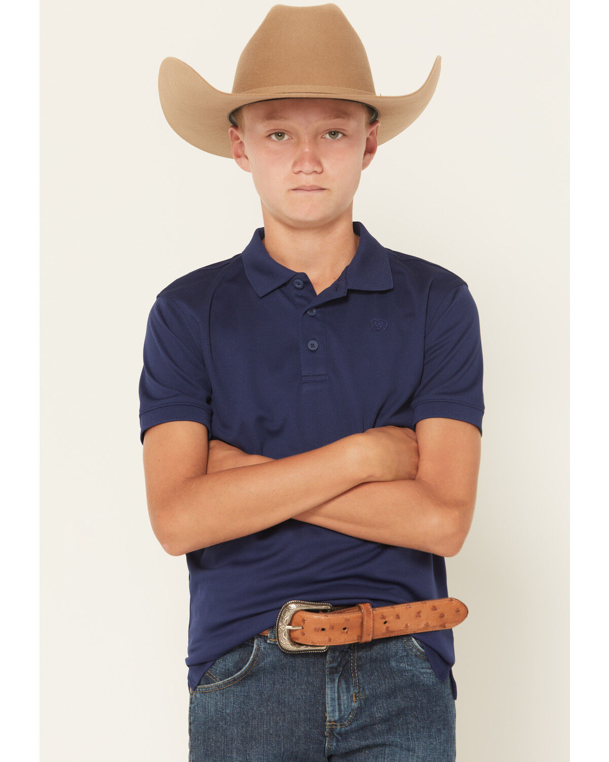 Ariat Boys' VentTEK Short Sleeve Polo, Blue, hi-res