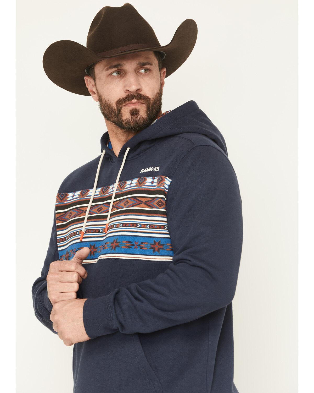 Image #2 - RANK 45&reg; Men's Border Striped Print Hooded Sweatshirt, Multi, hi-res