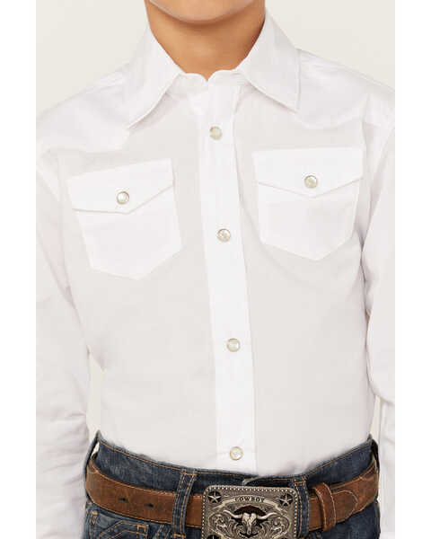 Image #3 - Wrangler Boy's Dress Western Solid Snap Shirt, White, hi-res