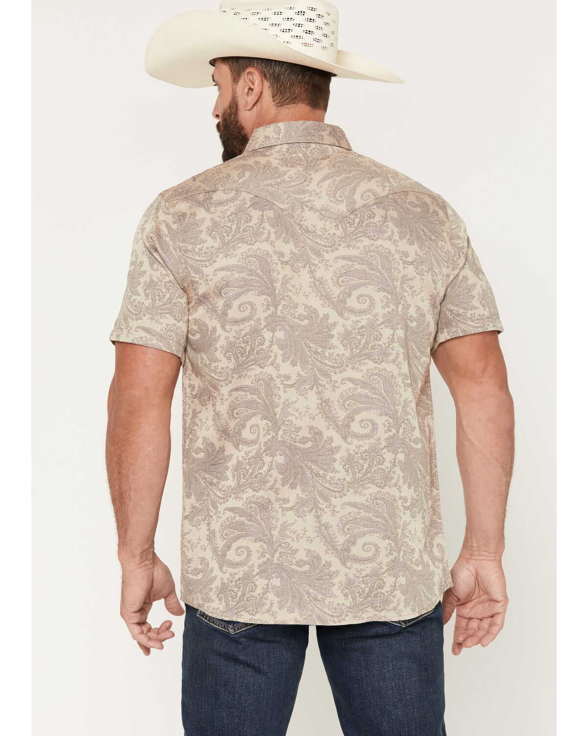 Image #4 - Moonshine Spirit&reg; Men's Regal Rebellion Paisley Print Short Sleeve Snap Western Shirt, Purple, hi-res