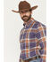 Image #2 - Cody James Men's Smokey Trail Plaid Print Long Sleeve Button-Down Stretch Western Shirt - Tall, Dark Blue, hi-res