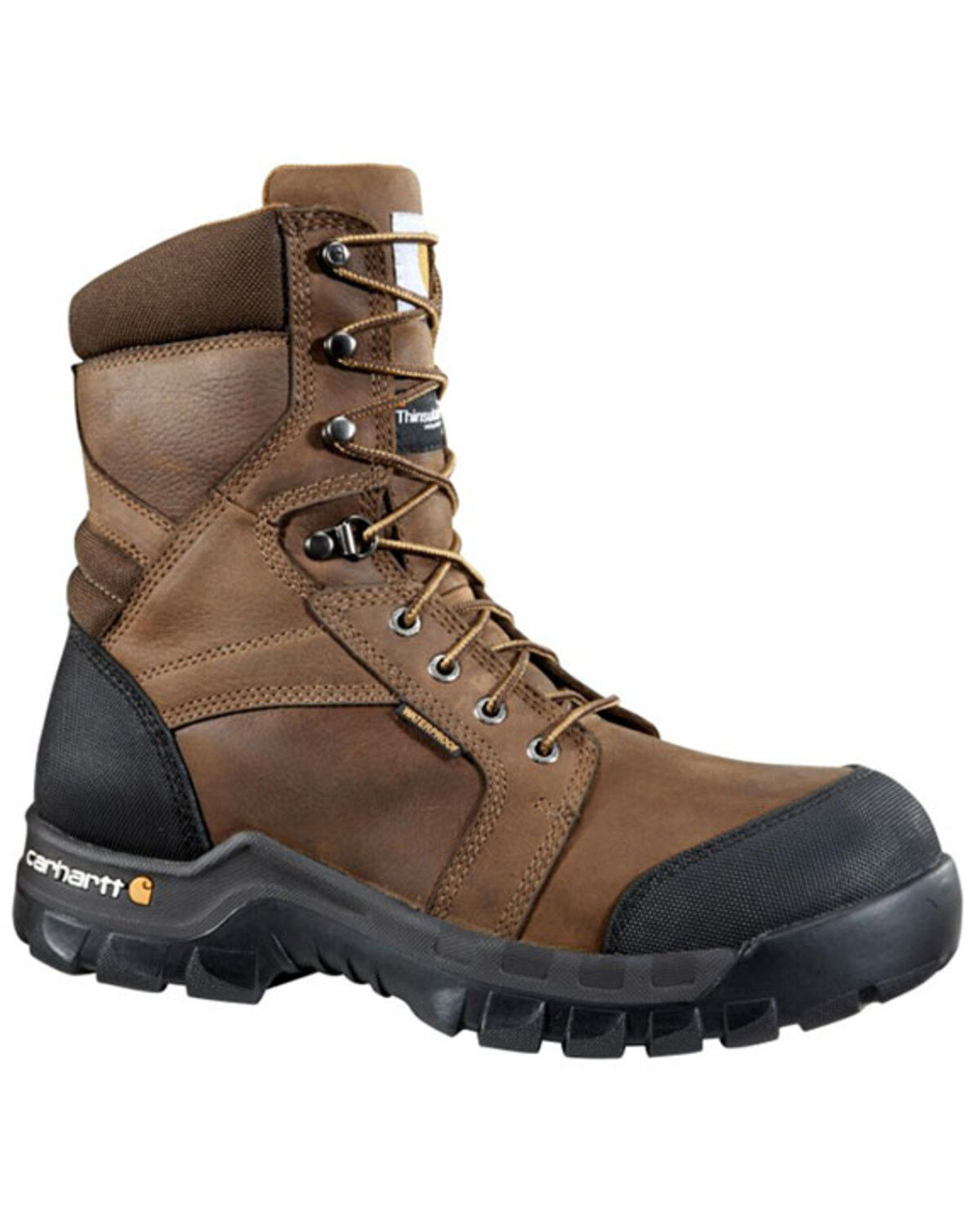 Image #2 - Carhartt Men's 8" Rugged Flex&reg; Waterproof Insulated Work Boots - Composite Toe, Dark Brown, hi-res