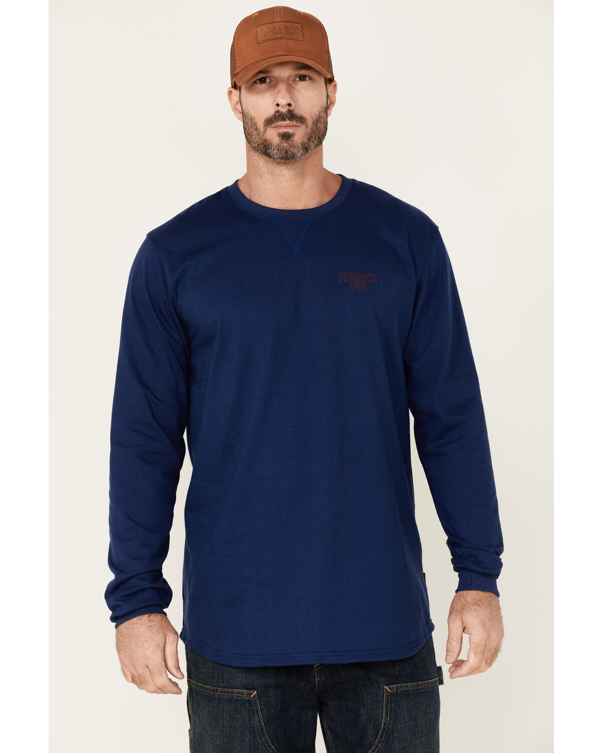 Image #1 - Hawx Men's FR Graphic Long Sleeve Work T-Shirt, Blue, hi-res