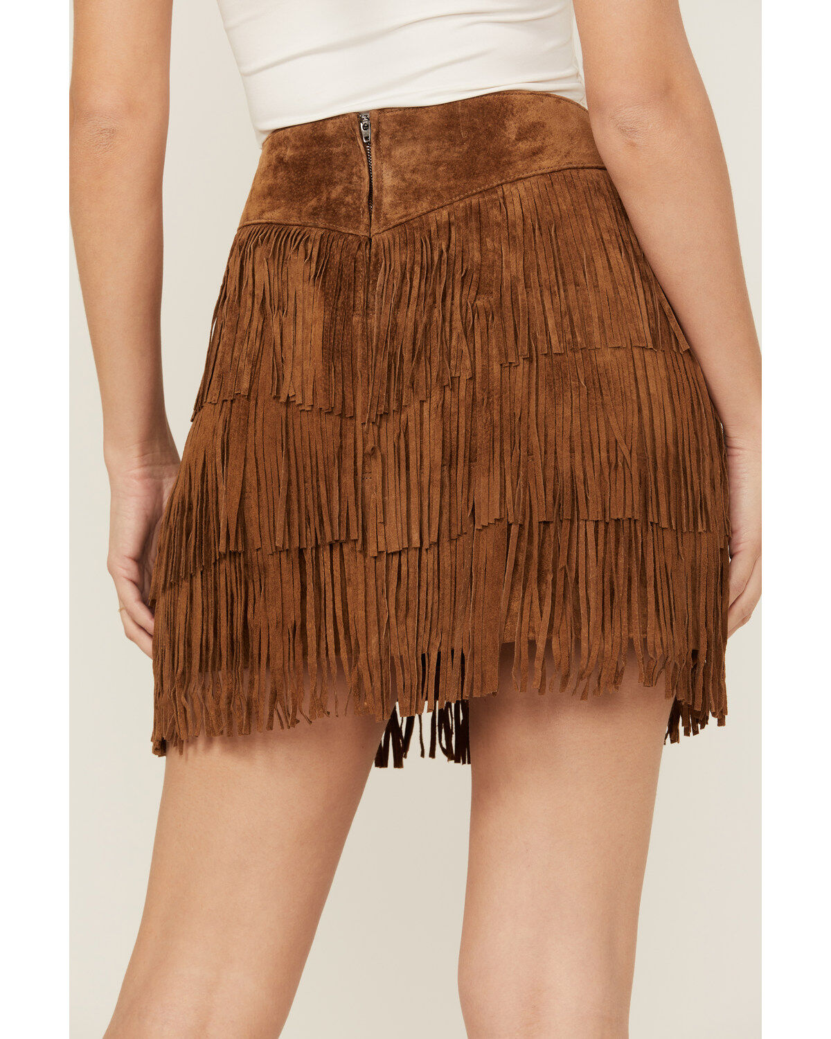 Image #4 - Scully Women's Fringe Tiered Suede Mini Skirt, Brown, hi-res