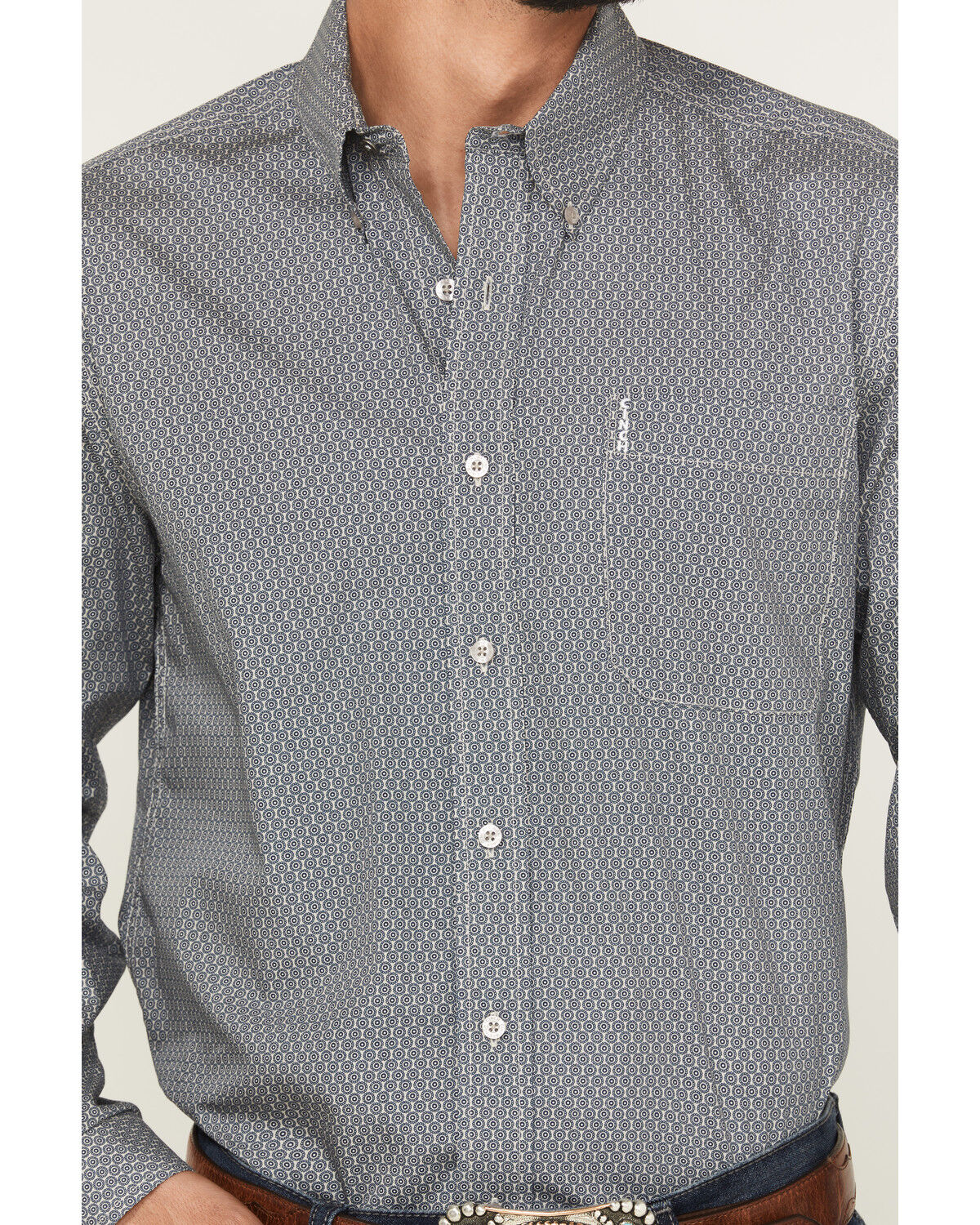 Image #3 - Cinch Men's Geo Print Modern Fit Long Sleeve Button-Down Western Shirt, Grey, hi-res