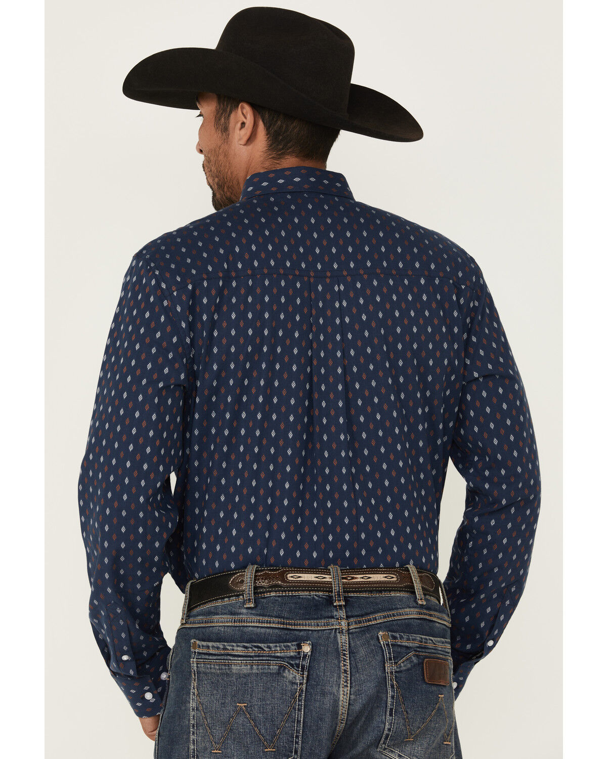 Image #4 - RANK 45&reg; Men's Repocharge Geo Print Long Sleeve Button-Down Stretch Western Shirt, Navy, hi-res