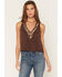 Image #1 - Shyanne Women's Evers Floral Embroidered Sleeveless Tank Top, Dark Brown, hi-res