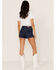 Image #3 - Shyanne Women's Dark Wash High Rise Retro Stripe Shorts, Dark Wash, hi-res