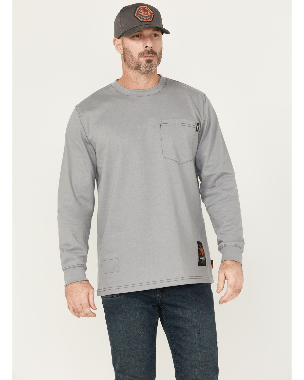 Image #2 - Hawx Men's FR Tread Long Sleeve Graphic Work T-Shirt, Medium Grey, hi-res