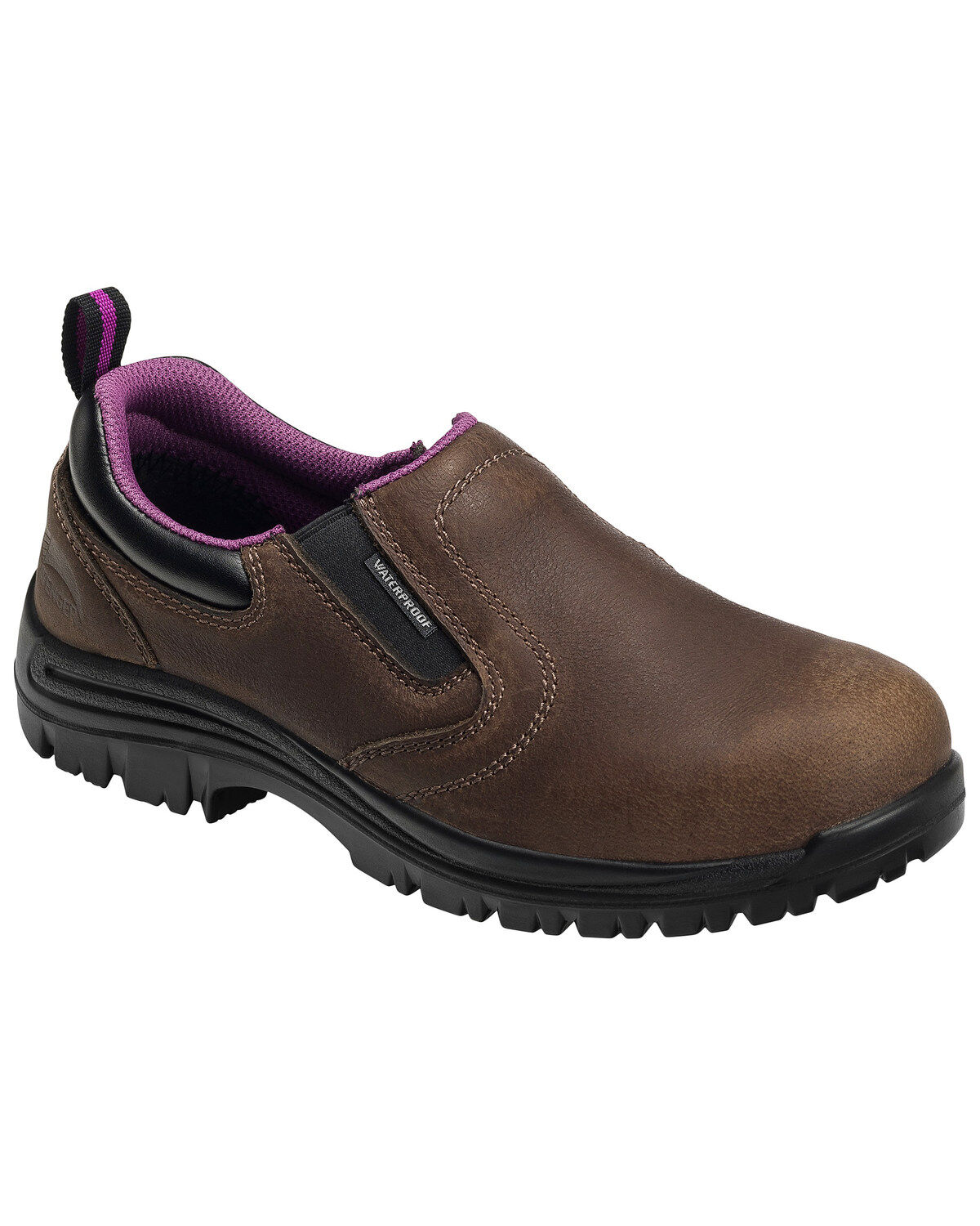 Avenger Women's Waterproof Oxford Work Shoes - Composite Toe, Brown, hi-res