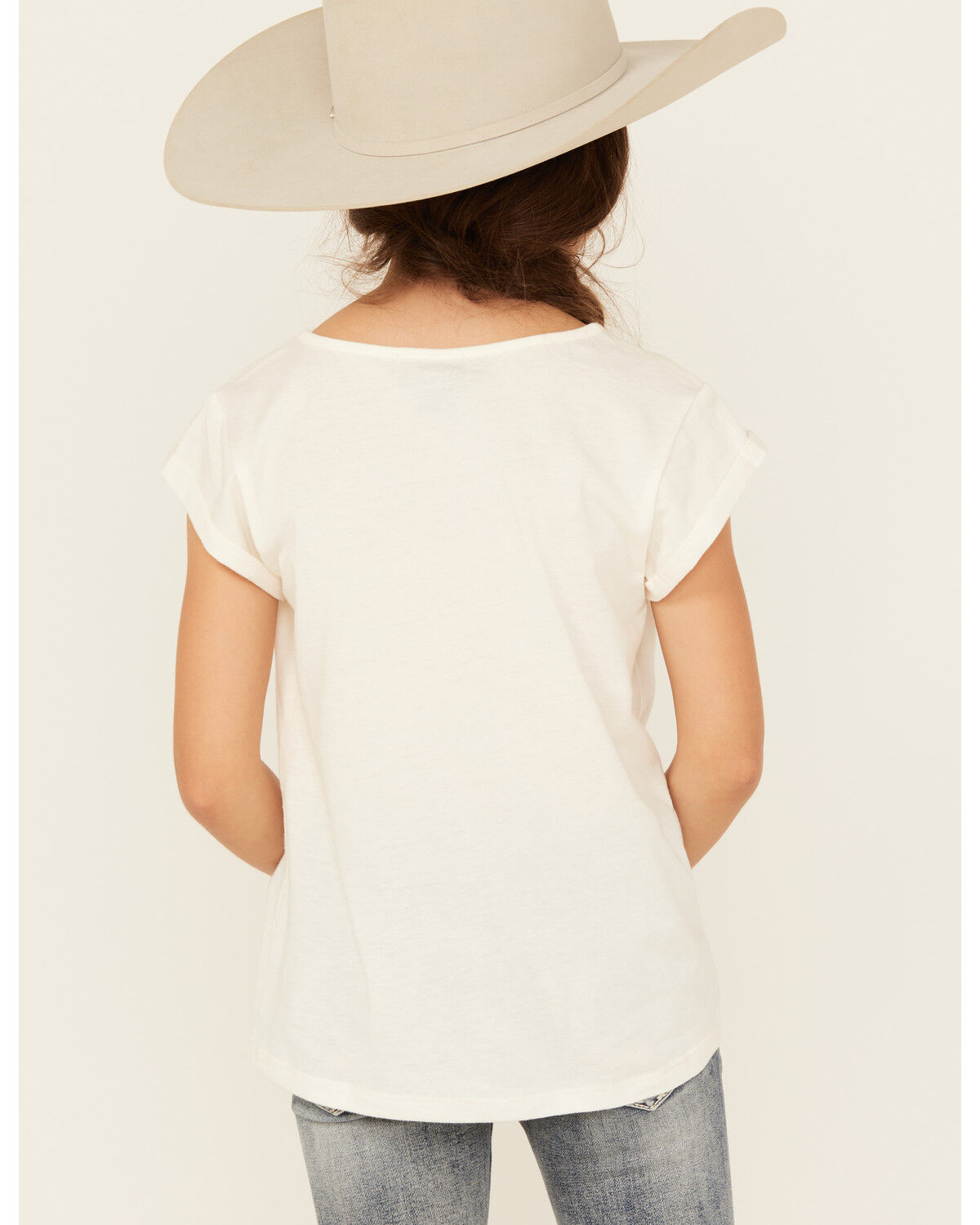Image #4 - Panhandle Girls' Yeehaw Americana Short Sleeve Graphic Tee, Natural, hi-res