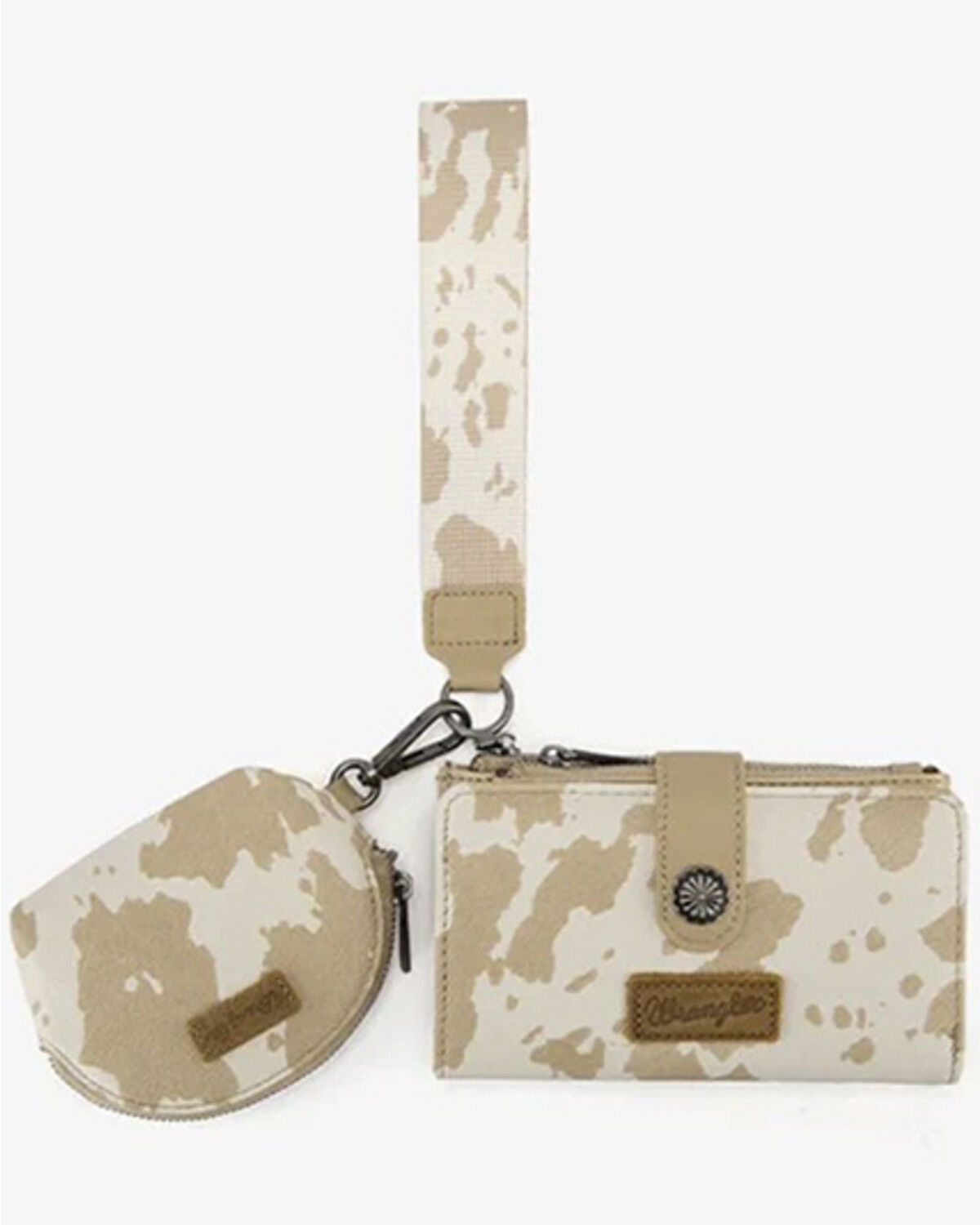 Wrangler Women's Cow Print Wallet, Tan, hi-res