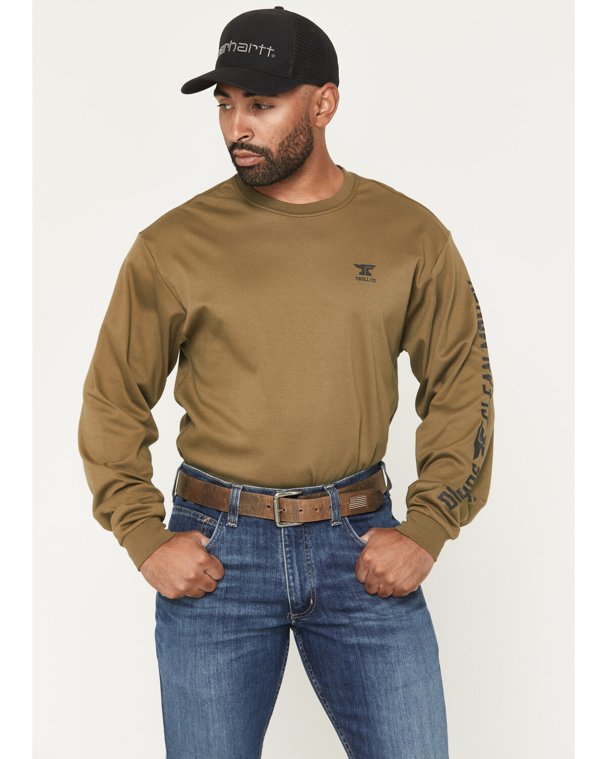 Troll Co Men's FR DHCM Anvil Long Sleeve Graphic Work T-Shirt, Olive, hi-res