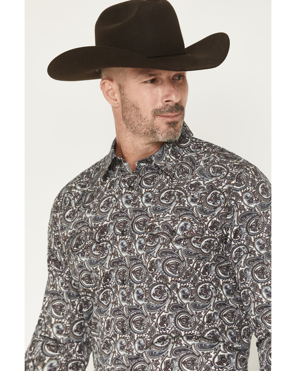 Image #2 - Cody James Men's Mountain Ranger Paisley Print Long Sleeve Snap Western Shirt, Burgundy, hi-res