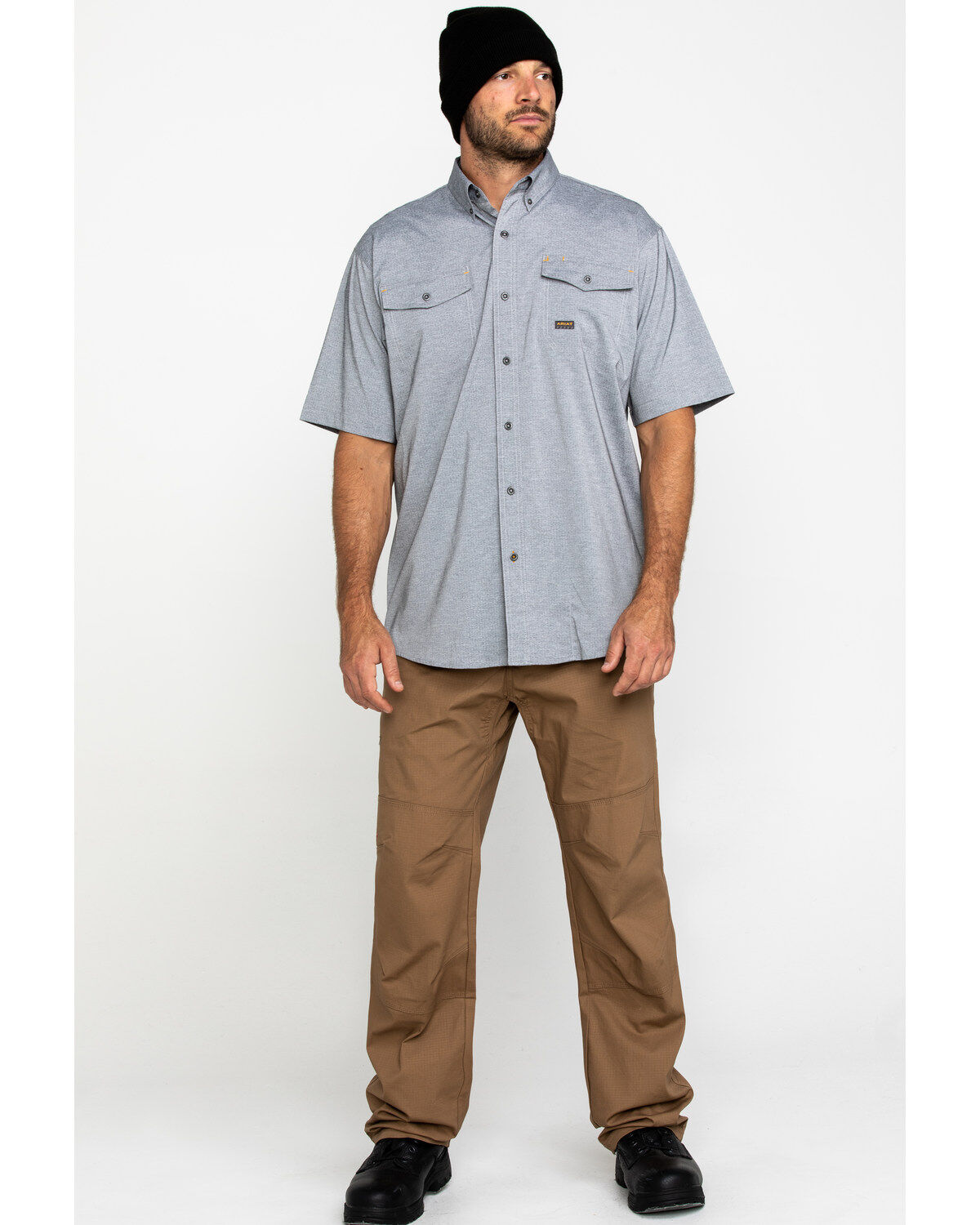 Image #6 - Ariat Men's Grey Rebar Made Tough Durastretch Vent Short Sleeve Work Shirt - Big, Heather Grey, hi-res