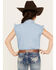 Image #4 - Shyanne Girls' Chambray Pearl Snap Western Shirt, Medium Blue, hi-res