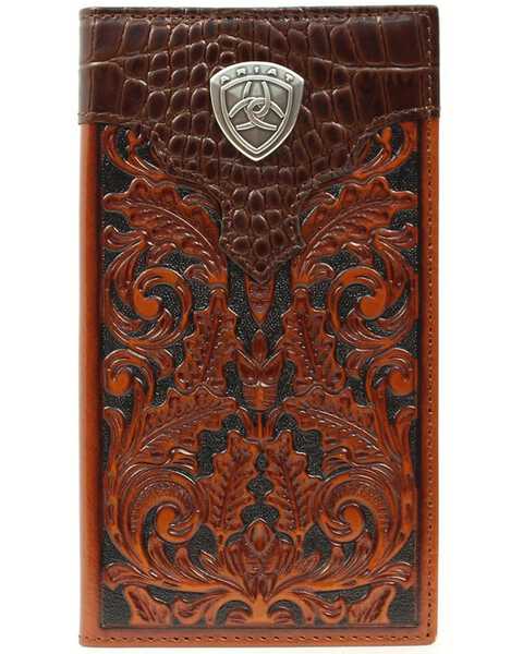 Image #1 - Ariat Men's Rodeo Bi-Fold Tooled Leather Wallet, Tan, hi-res