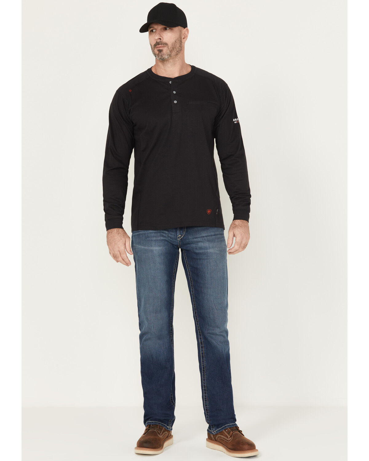 Image #1 - Ariat Men's FR M5 DuraStretch Truckee Stackable Straight Leg Jeans, Blue, hi-res