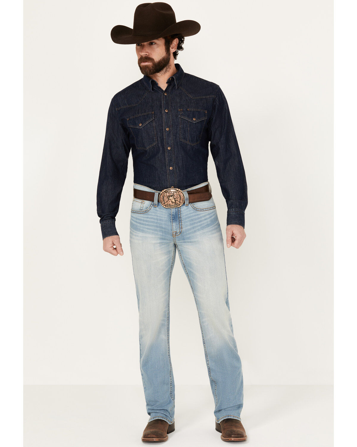 Cody James Men's Cowboy Wash Jackson Slim Straight Stretch Denim Jeans, Light Wash, hi-res