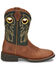 Image #2 - Justin Boys' Bowline Junior Western Boots - Broad Square Toe, Green/brown, hi-res