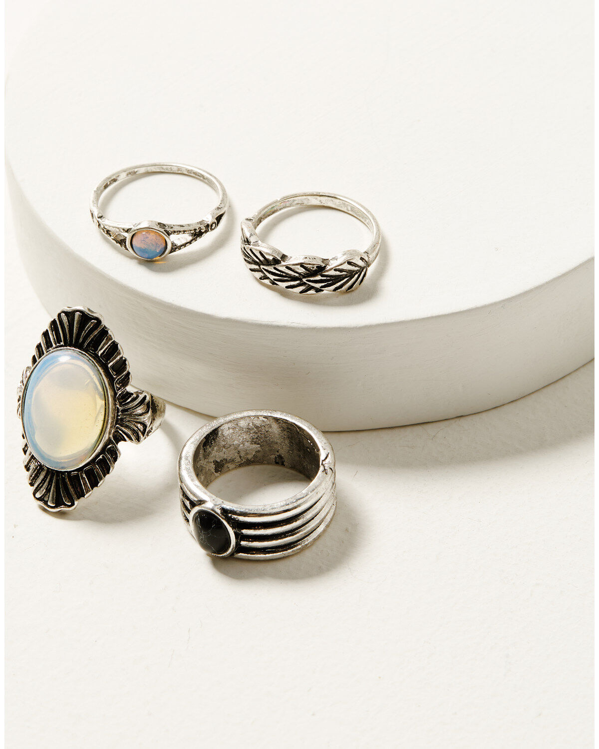 Image #1 - Shyanne Women's Moonstone Ring Set - 4 Piece, Silver, hi-res