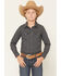 Image #1 - Gibson Trading Co Boys' Moonflower Geo Print Long Sleeve Snap Western Shirt, Black, hi-res