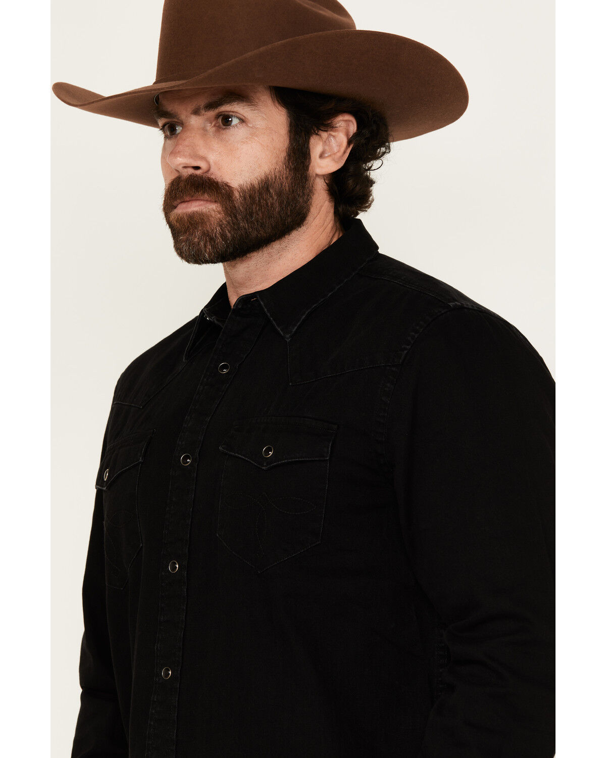 Image #2 - Cody James Men's Solid Long Sleeve Snap Denim Western Shirt - Big, Black, hi-res