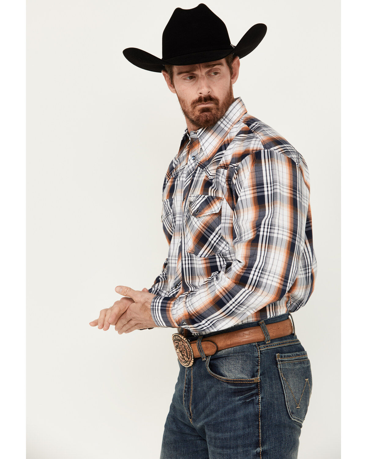 Image #2 - Cowboy Hardware Men's Hermosillo Gradient Plaid Print Long Sleeve Pearl Snap Western Shirt, , hi-res