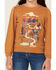 Image #3 - Wrangler Girls' Desert Scene Sweatshirt , Brown, hi-res