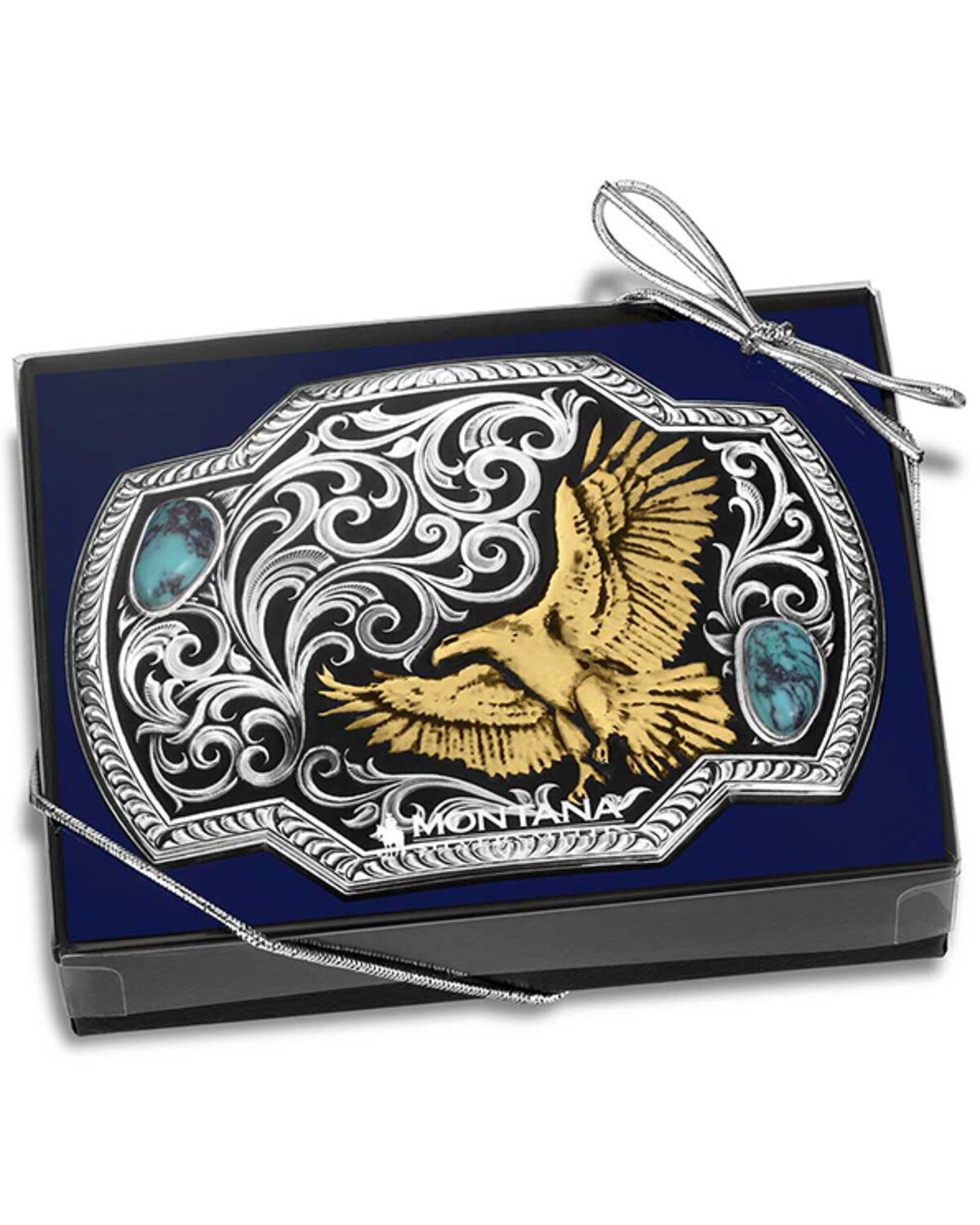 Image #3 - Montana Silversmiths Two-Toned Eagle Belt Buckle, Silver, hi-res