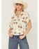 Image #1 - Wrangler Retro Women's Western Print Short Sleeve Button-Down Western Shirt, Cream, hi-res