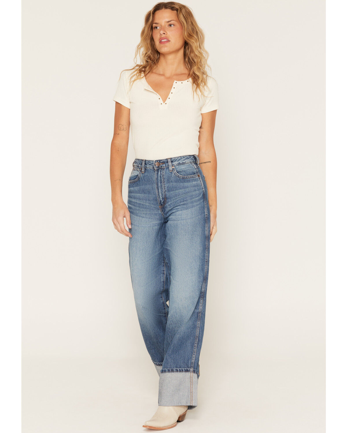 Wrangler Retro Women's Milena Medium Wash High Rise Wide Leg Denim Jeans, Medium Wash, hi-res