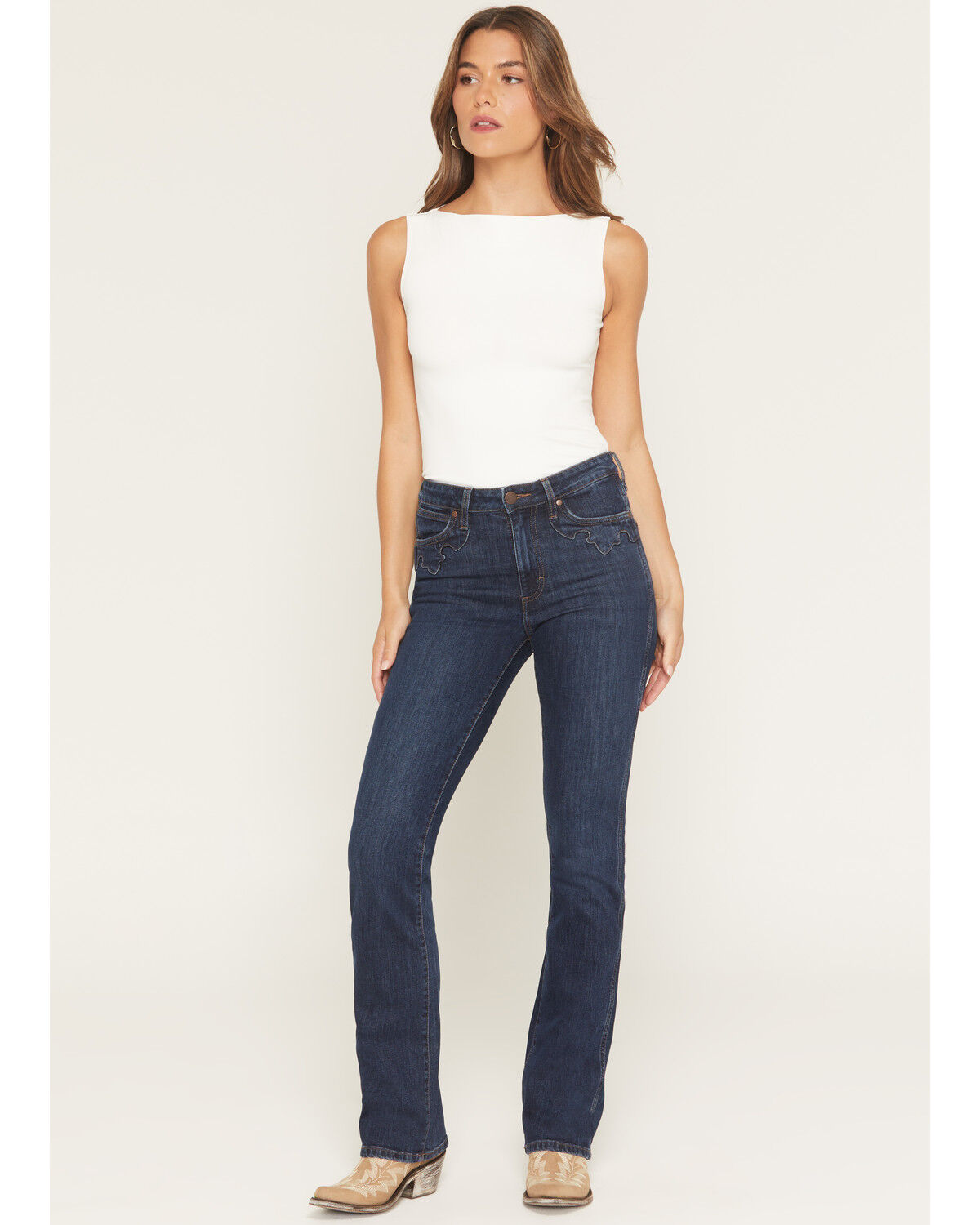 Wrangler Retro Women's Wrenley Dark Wash Bailey High Rise Bootcut Stretch Denim Jeans, Dark Wash, hi-res