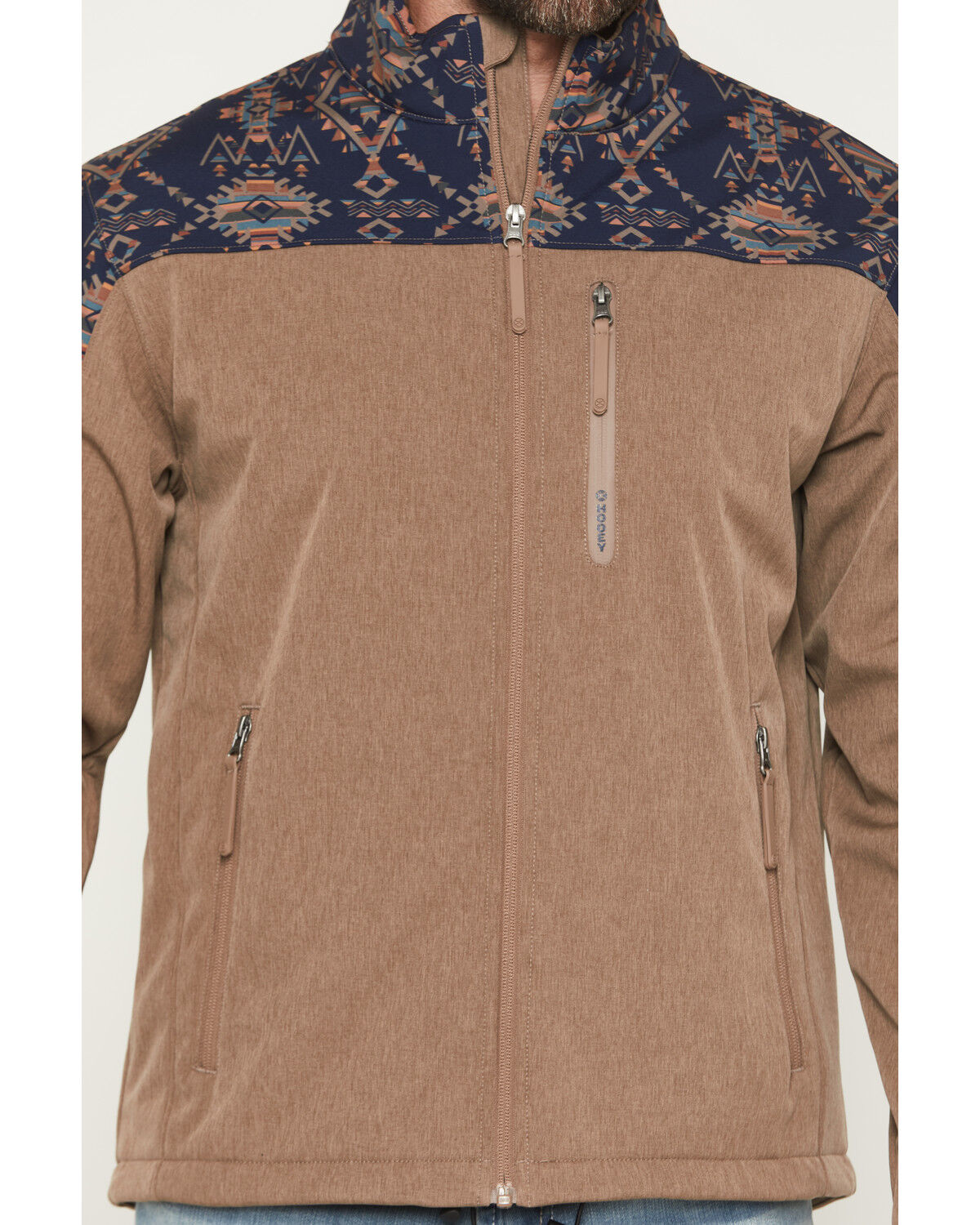 Image #3 - Hooey Men's Jackson Hole Southwestern Colorblock Softshell Jacket, Brown, hi-res