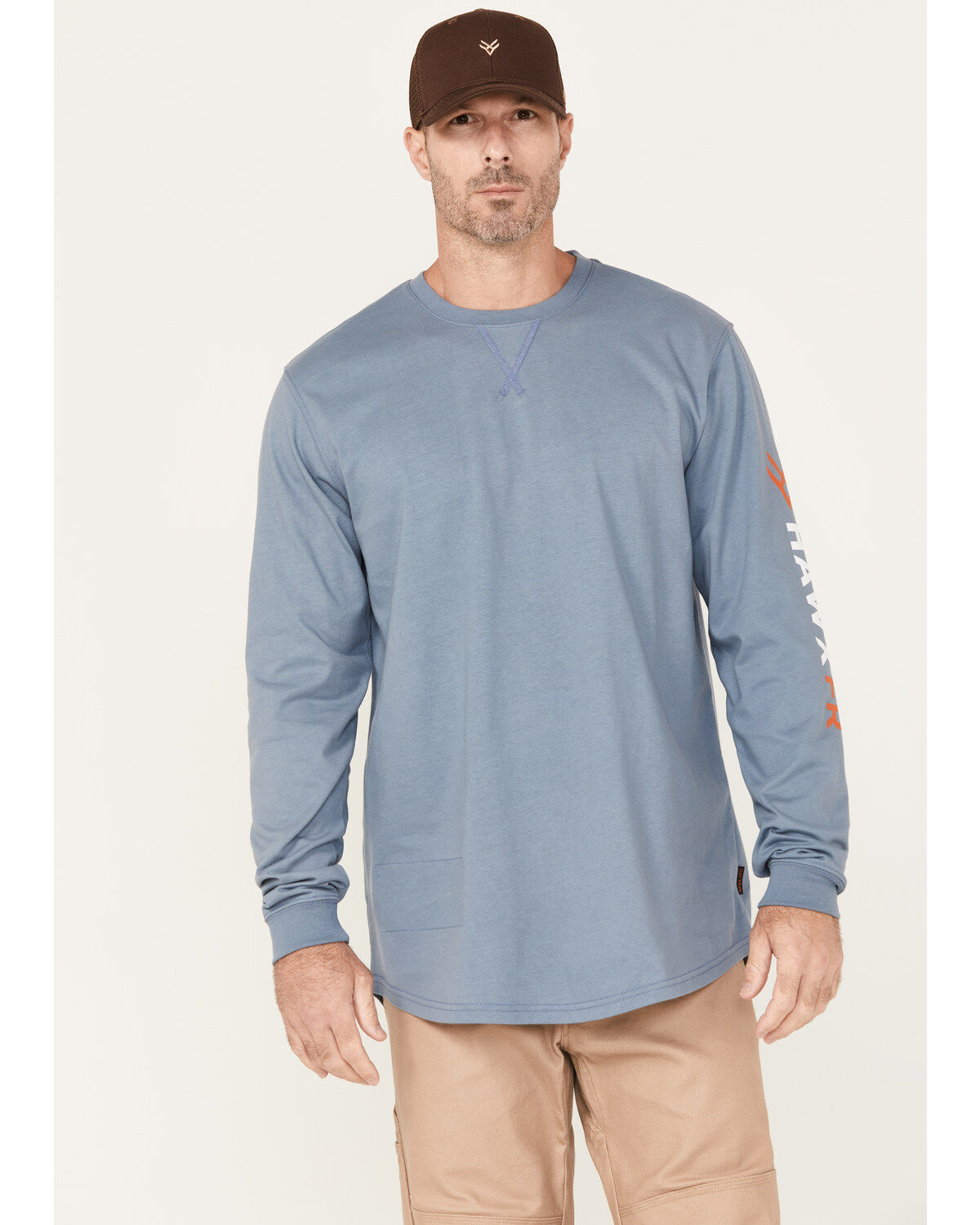 Image #1 - Hawx Men's FR Logo Long Sleeve Work T-Shirt&nbsp;- Big & Tall, Blue, hi-res