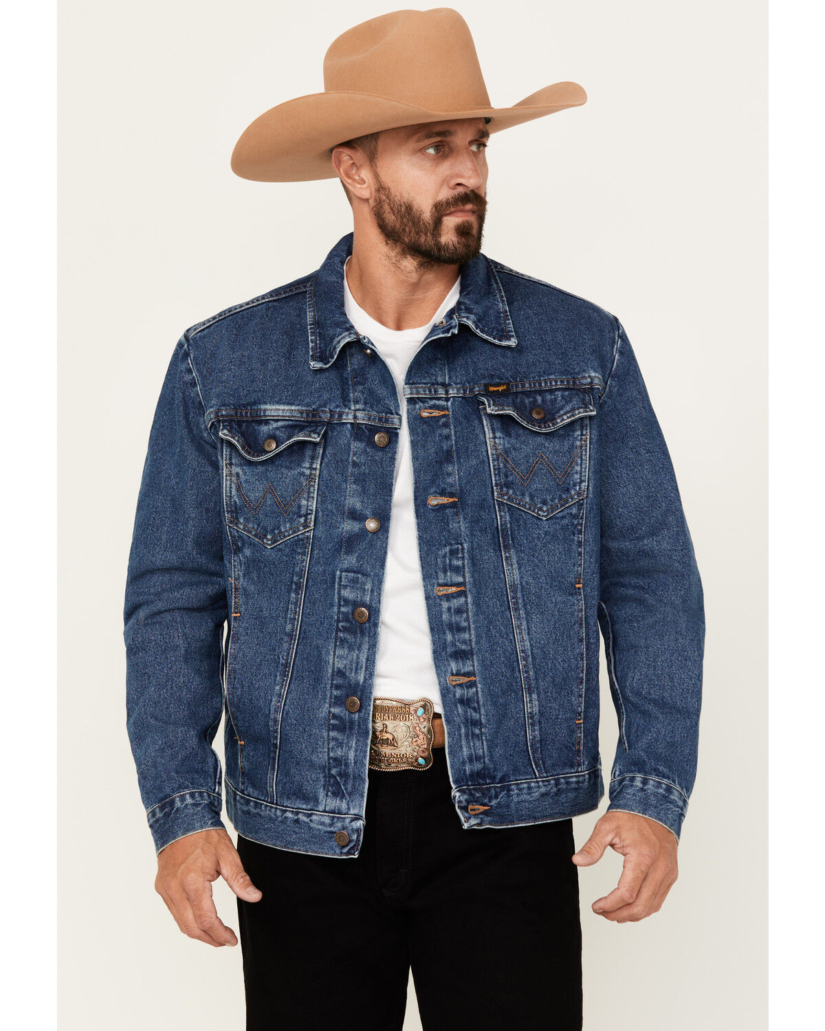 Wrangler Men's Unlined Medium Wash Denim Jacket, Medium Wash, hi-res