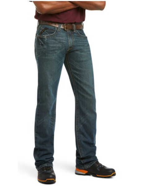 Image #1 - Ariat Men's Rebar M5 Slim Straight Leg Jeans, Denim, hi-res