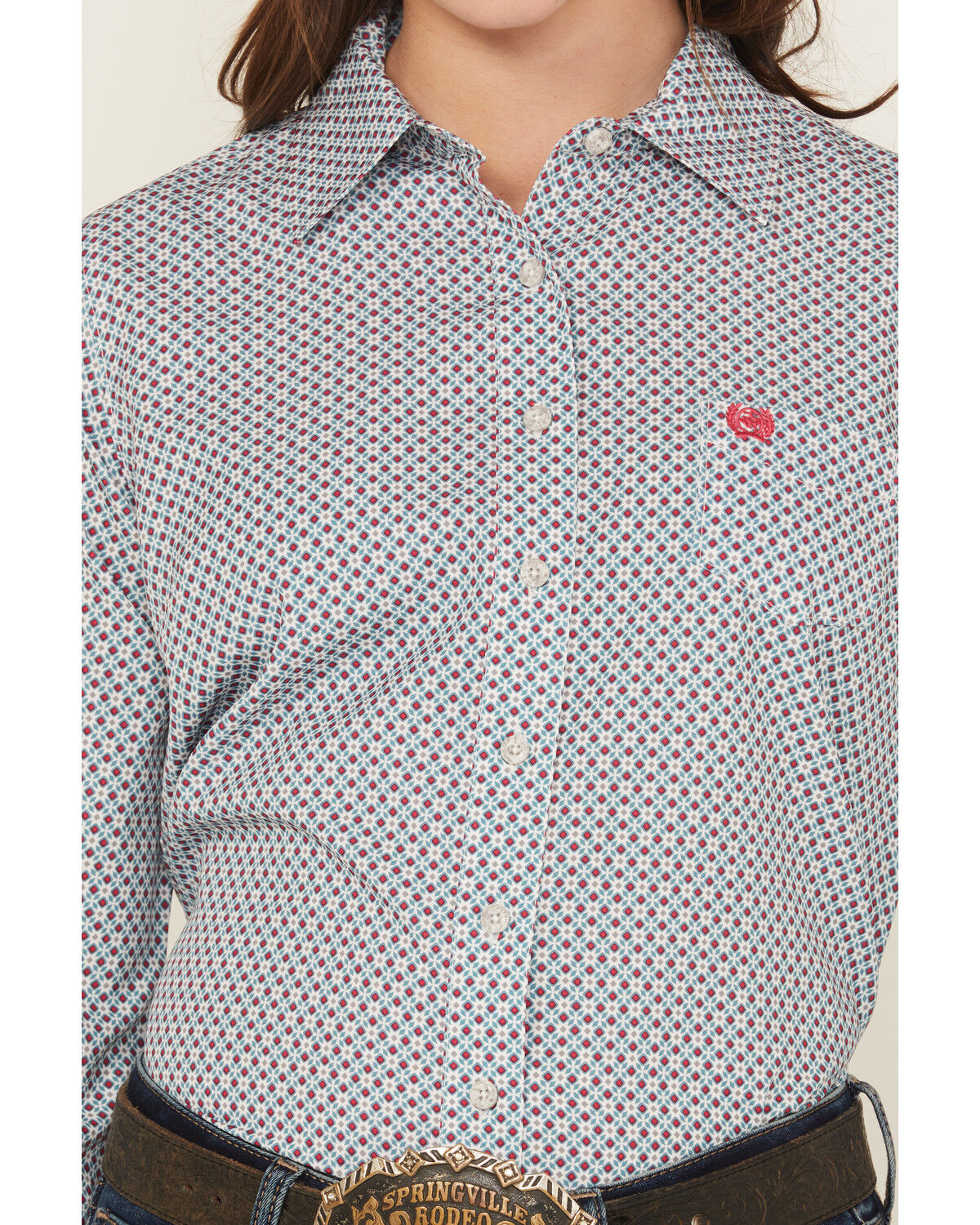 Image #3 - Cinch Women's Geo Print ArenaFlex Long Sleeve Button-Down Stretch Western Shirt, Grey, hi-res