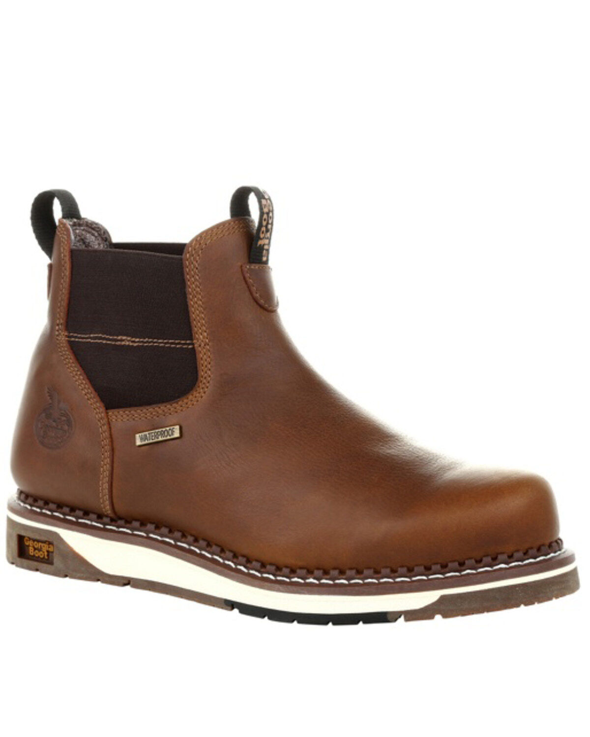 Image #1 - Georgia Boot Men's Waterproof Chelsea Work Boots - Steel Toe, Brown, hi-res