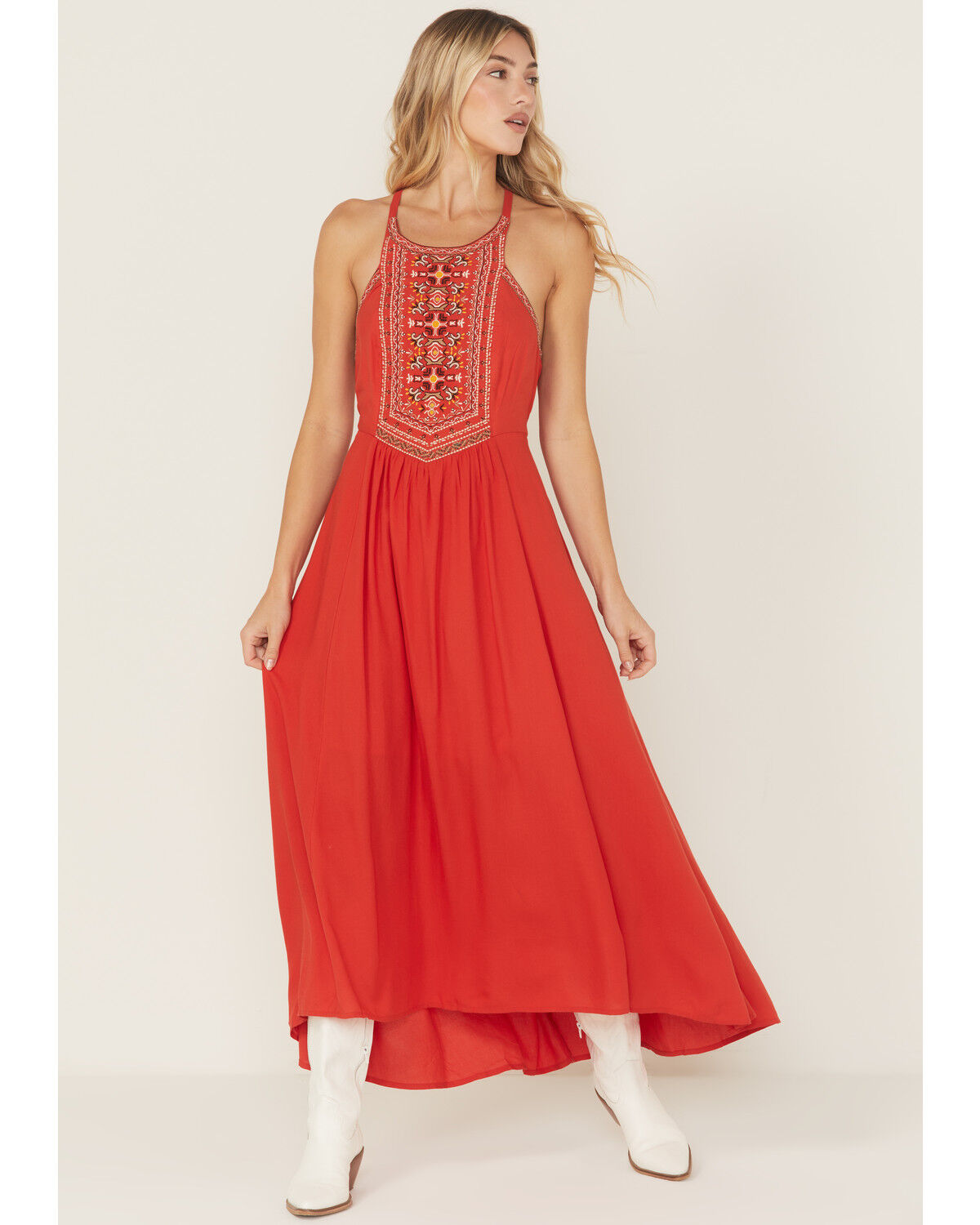 Image #1 - Shyanne Women's High-Low Maxi Dress, Red, hi-res