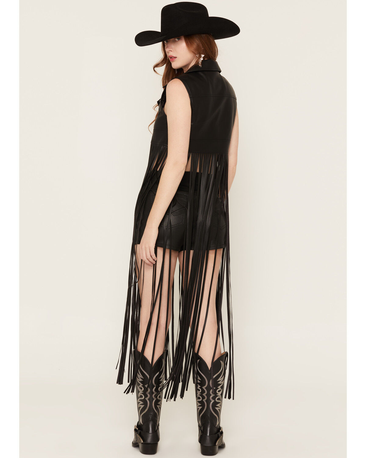 Image #4 - Azalea Wang Women's Arden Faux Leather Long Fringe Moto Vest, Black, hi-res