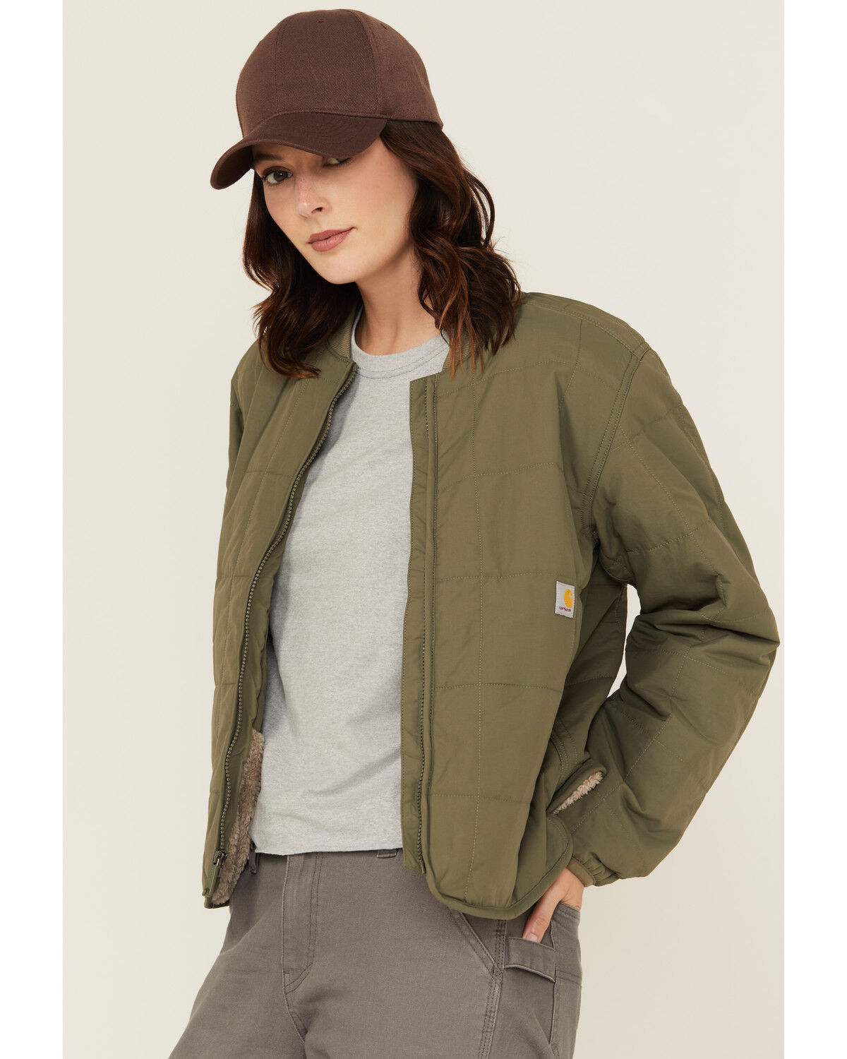 Image #2 - Carhartt Women's Rain Defender&reg; Loose Fit Lightweight Insulated Jacket, Olive, hi-res