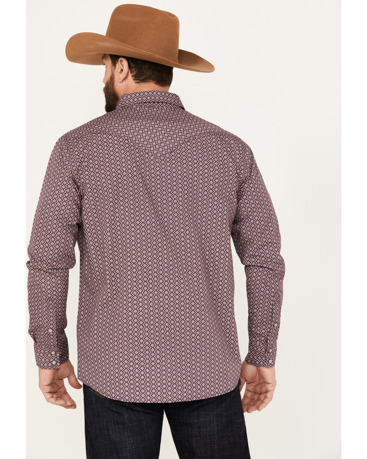 Image #4 - Moonshine Spirit&reg; Men's Southwestern Print Long Sleeve Western Pearl Snap Shirt, Purple, hi-res