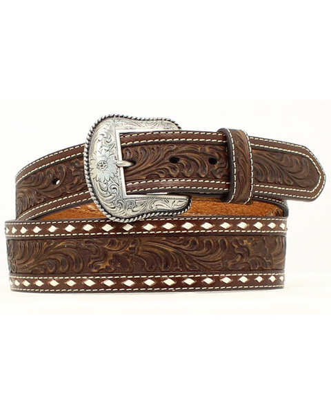 Image #1 - Nocona Belt Co. Men's Tooled Leather Belt, Brown, hi-res