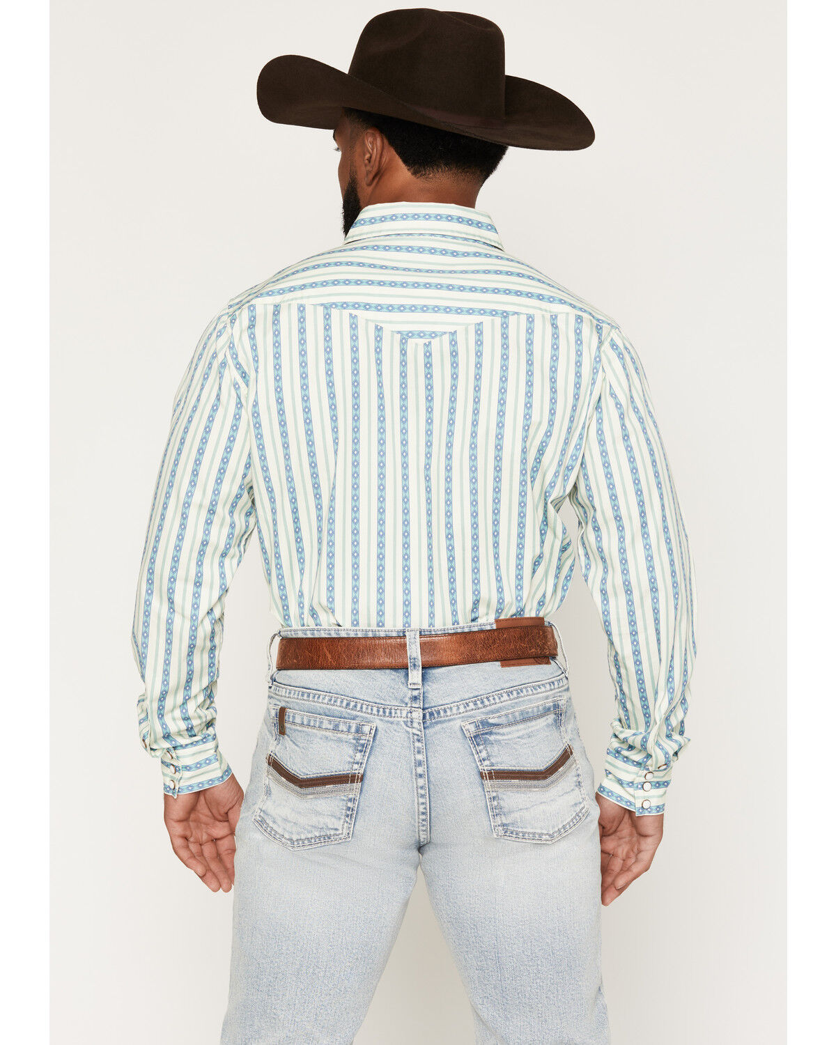 Image #4 - Sendero Provisions Men's Wyatt Stripe Print Long Sleeve Snap Western Shirt, Off White, hi-res