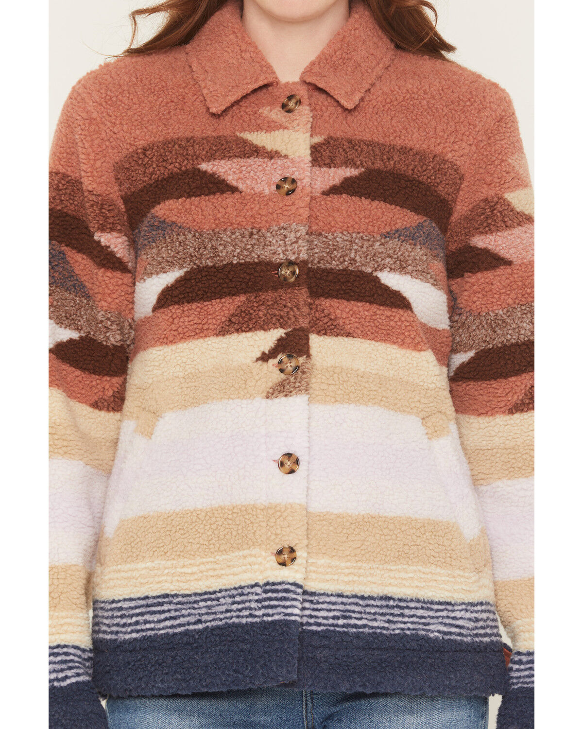 Image #3 - Idyllwind Women's Stallion Southwestern Print Sherpa Button-Down Shacket, Sienna, hi-res