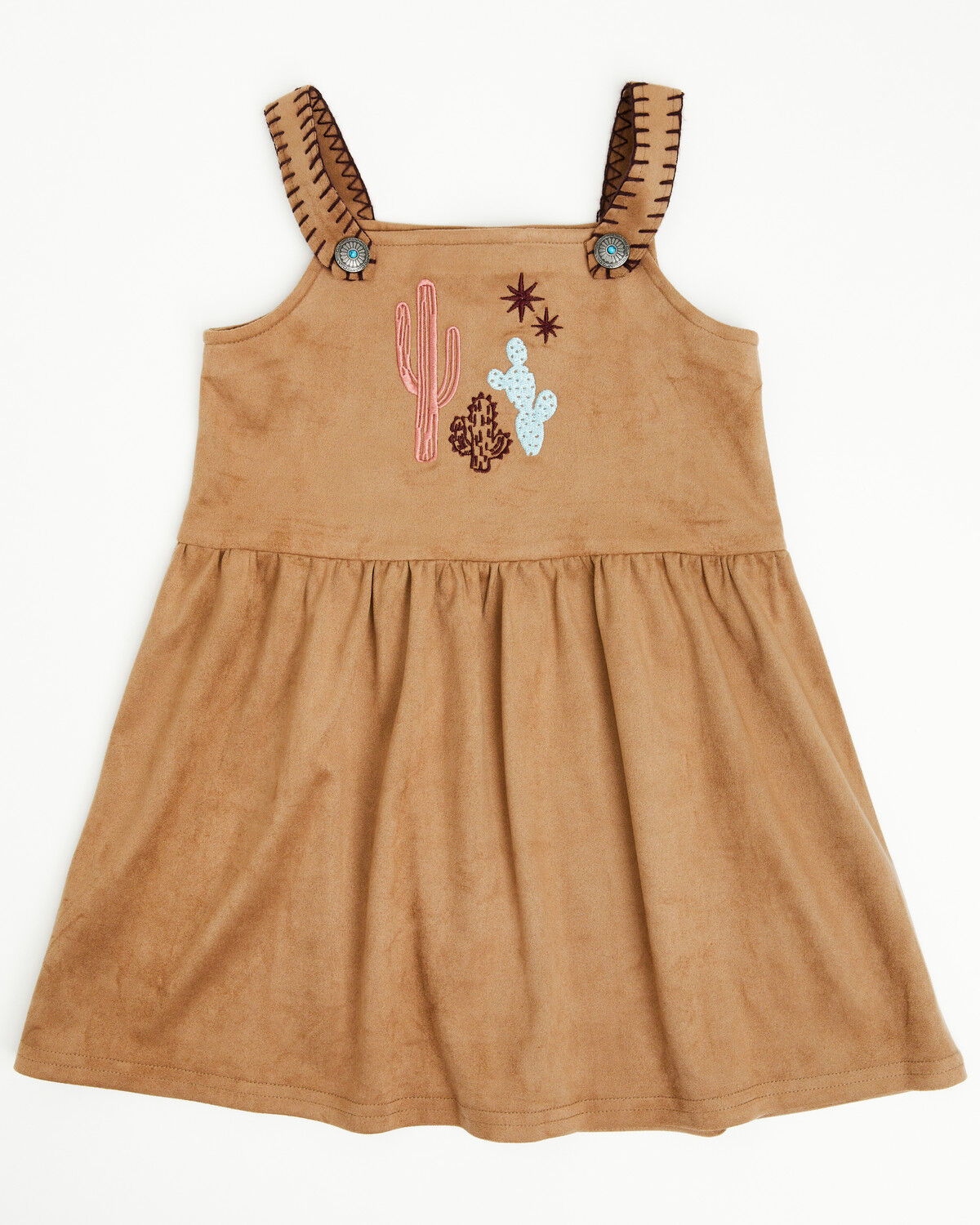 Shyanne Toddler Girls' Emelin Embroidered Faux Suede Skirtall, Coffee, hi-res