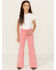 Image #1 - Rock & Roll Denim Girls' Flare Stretch Denim Jeans , Pink, hi-res